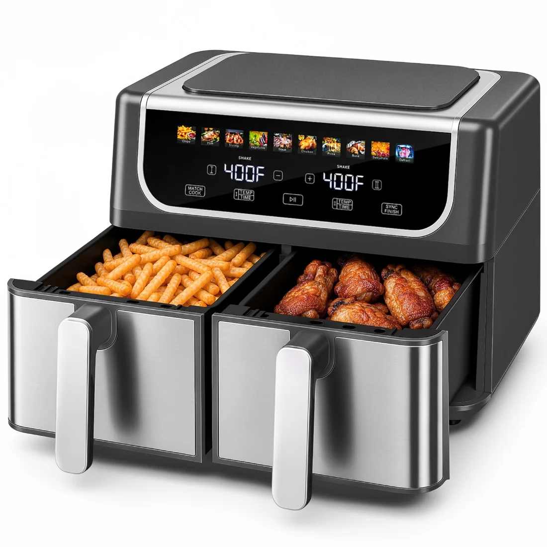 OLIXIS Dual-Basket Air Fryer, 9.5 Quarts